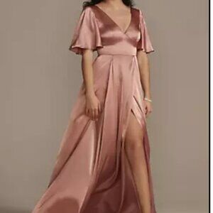 Charmeuse Flutter-Sleve A-Line Bridesmaid Dress